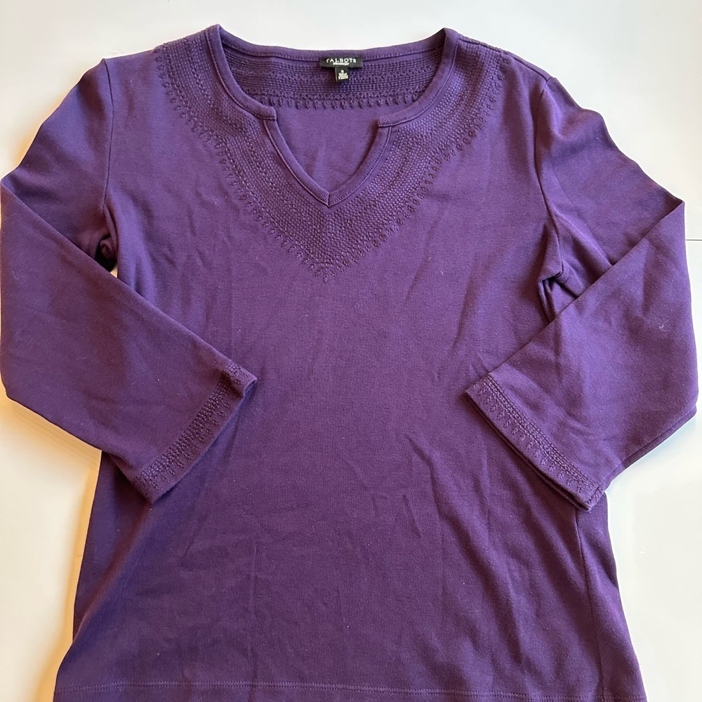 TALBOTS Purple V-Neck Top size S